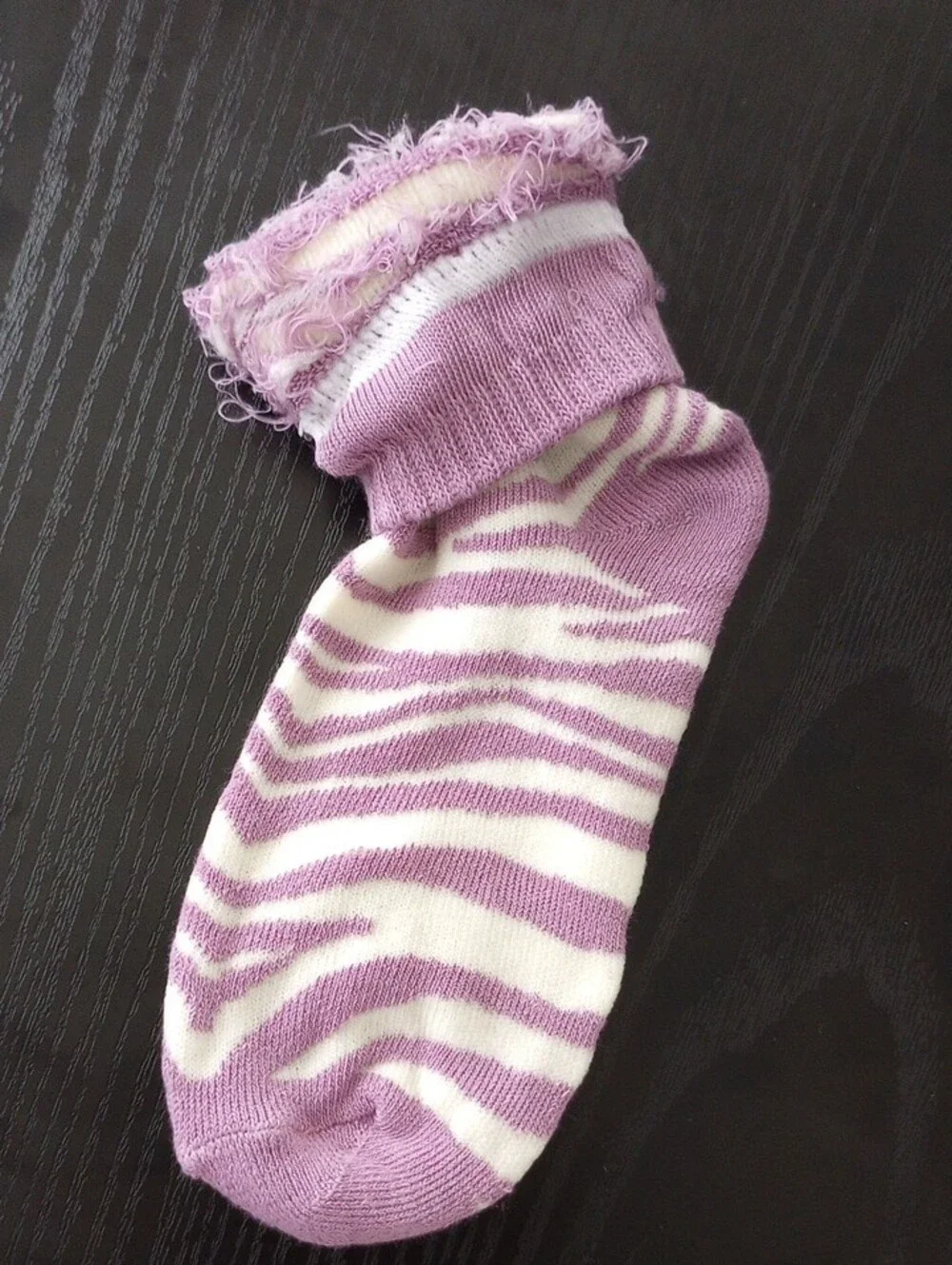 Lavender Purple White Zebra Stripe Casual Patterned Socks